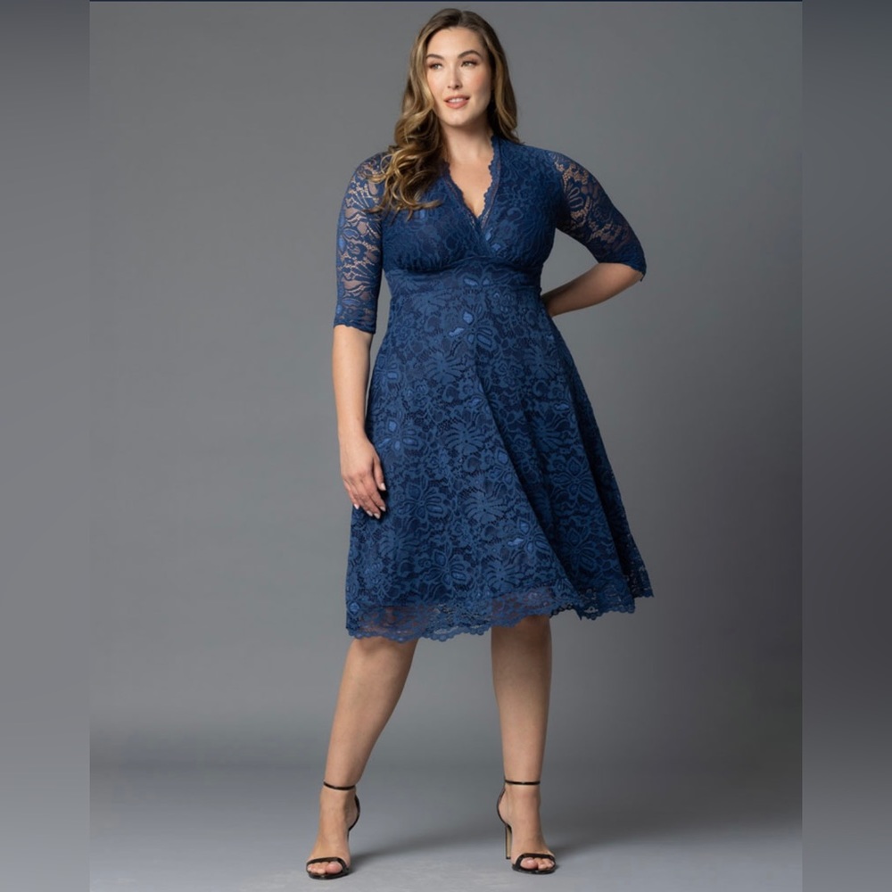 Kiyonna Navy Mademoiselle Lace Cocktail Dress